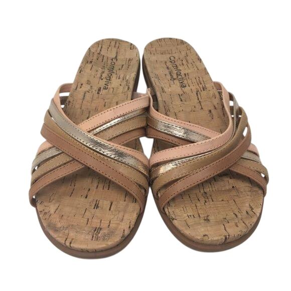 Cayce Leather Slide Sandals By Comfortiva - Picture 3 of 9